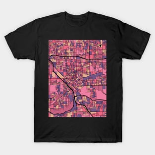 Modesto Map Pattern in Purple & Pink T-Shirt